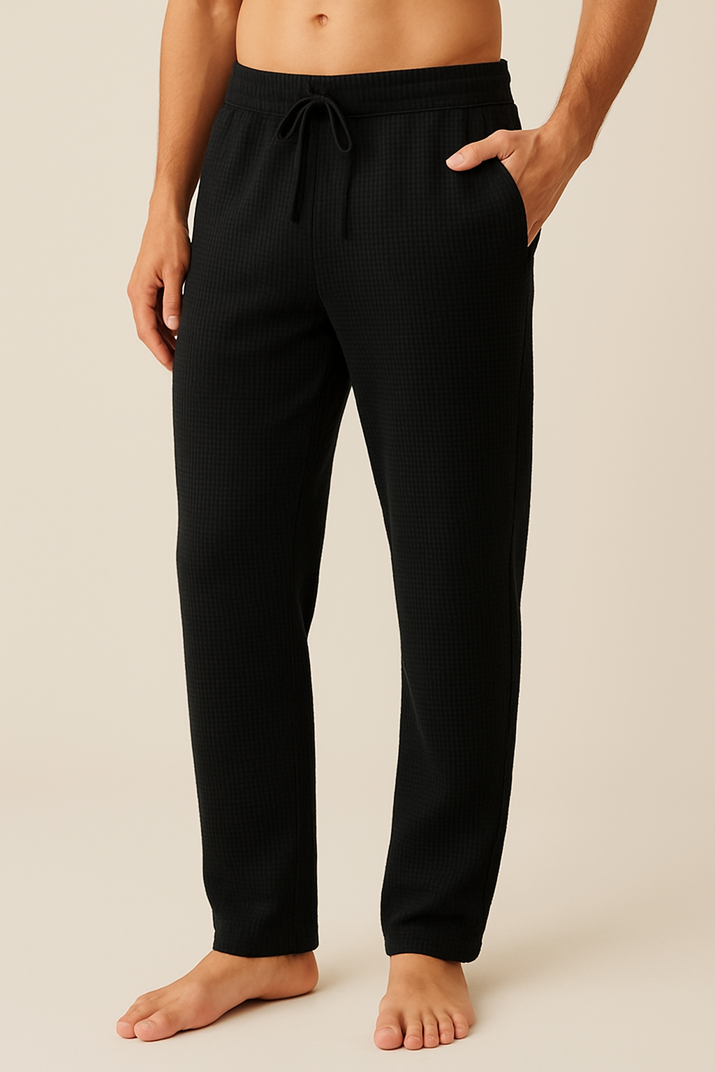 Unisex black Loose-fit Pyjama Pants