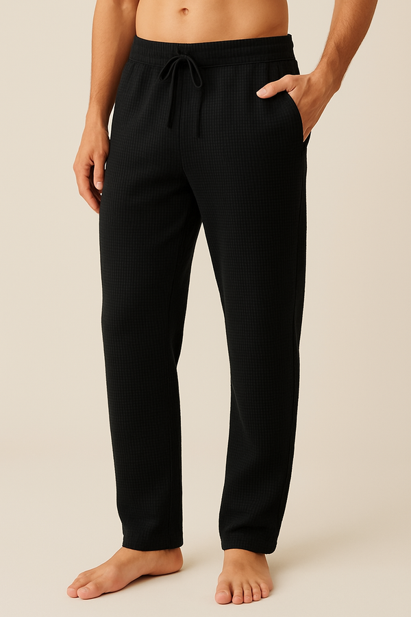Unisex black Loose-fit Pyjama Pants